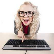  A girl typing on a keyboard