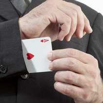  A playing card in man's sleeve