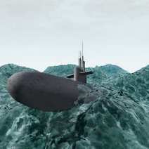  Submarine coming on a surface