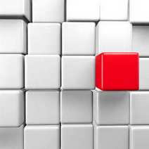  Red cube among white cubes