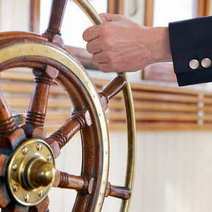  Navigation wheel on a ship