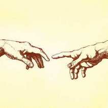 Drawing of hands with touching forefingers