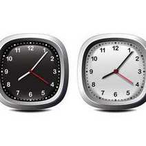 Black and white alarm clocks