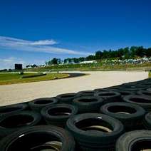 A road with many tires aside