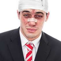 A man with beaten face