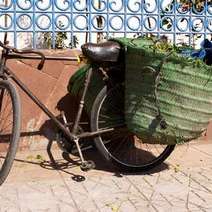  An old bicycle with big bags