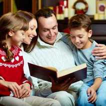  A family reading a book