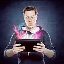  A boy holding a glowing book 