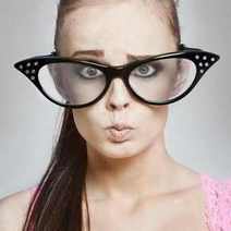  A woman in big funny glasses