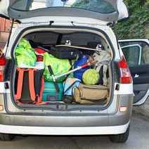  A family car with packed trunk