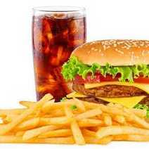 Burger, coke and French fries