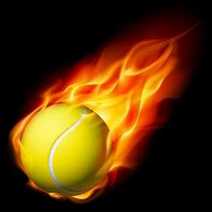 A tennis ball burning