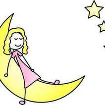  Cartoon girl sleeping on a moon