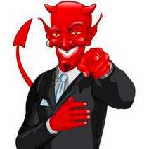 Devil in a suit smiling