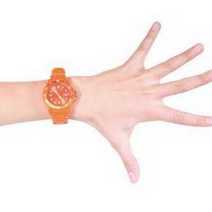 A hand with a wristwatch on