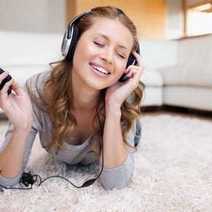 A girl listening to music