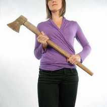 A woman holding an axe