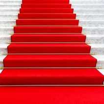  Staircase covered with red carpet