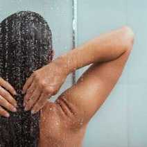 A woman taking a shower