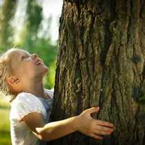  A girl hugging a tree