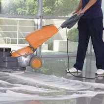  A person cleaning the floor