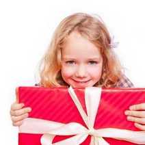  Little girl with a red gift box