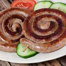  Grilled sausages folded in a spiral