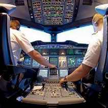  Pilots in a plane cockpit