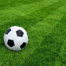  A soccer ball on a soccer green