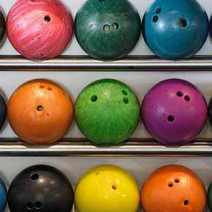 rack full of bowling balls