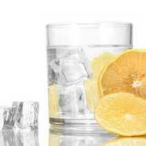  Glass of ice water and lemon