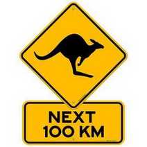 Yellow kangoroo warning traffic sign