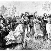 Old drawing of dancing parties