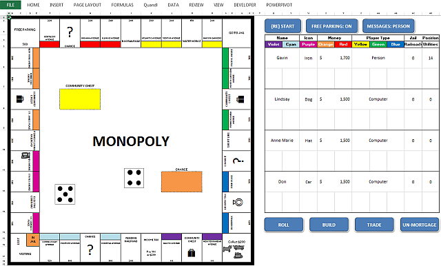 Monopoly Microsoft Excel Game