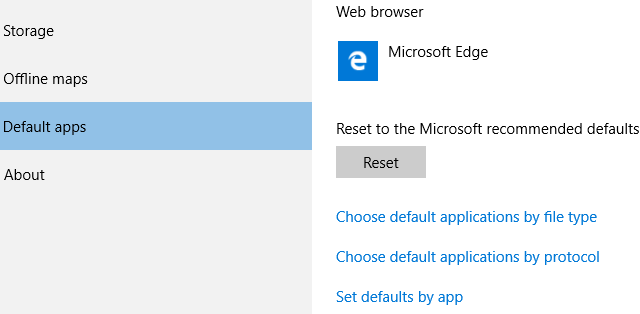 Windows 10 default application settings