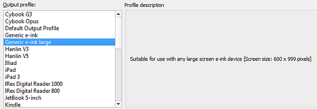 Calibre conversion profiles