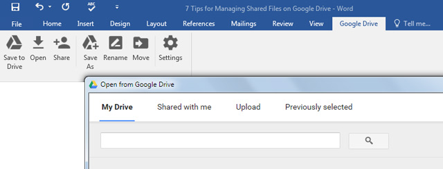 Google Drive Plugin for MS Office