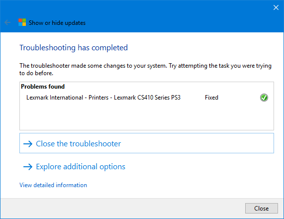 Windows 10 Hide Updates Troubleshooter