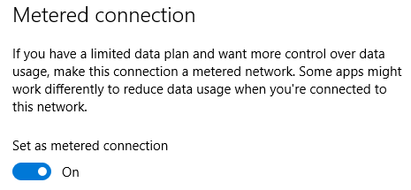 Windows 10 Metered Connection