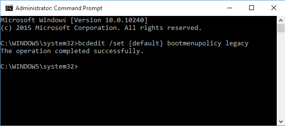 Windows 10 Command Prompt BCDEdit