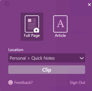 Send to OneNote from Chrome